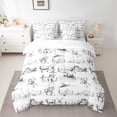 thumbnail image 2 of Homewish Cartoon Cowgirl Cowboy Bedding Comforter Set 7 Pieces, Farmhouse Cow Animal Full Bedding Set, Southwestern Style Reversible Fitted Sheet Flat Sheet, Microfiber Bedroom Decor, 2 of 7