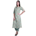 thumbnail image 3 of Moomaya Womens 2-Piece Cotton Printed Kurta With Pants Indian Ethnic Suit Dress, 3 of 7