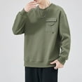 thumbnail image 2 of Fgnfyis Male Solid Color Sweatshirt Autumn Loose Round Neck Long Sleeve Top Pocket Design Pullover Hoodless Sweatshirt Crewneck Sweatshirt Green XXL, 2 of 9