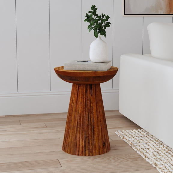Coffee Tables Waters Wild Honey Round Solid Wood Accent Side Table,End Tables