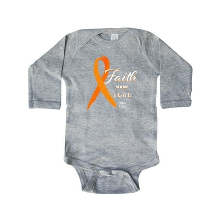 

Inktastic Faith Over Fear Lymphoma Awareness with Orange Ribbon Gift Baby Boy or Baby Girl Long Sleeve Bodysuit