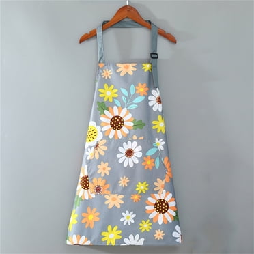 Aprons for Women with Pockets, Waterproof Apron Kitchen Gardening Apron Floral Aprons for Cooking, Baking