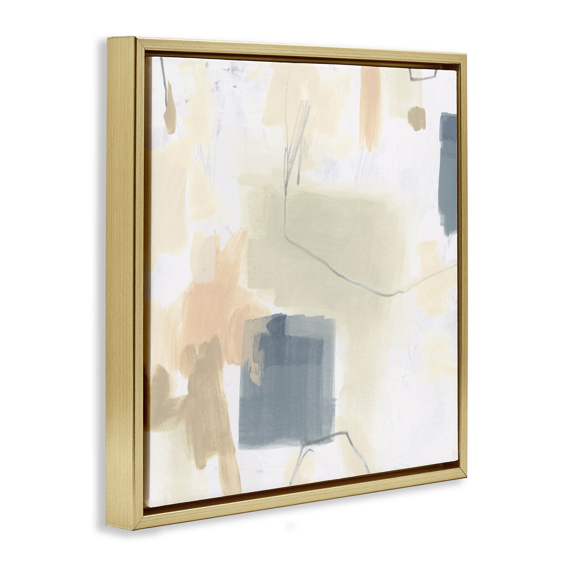Stupell Industries Minimal Plaster Line Gold Framed Floater Canvas Wall Art, design by June Erica Vess