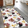 thumbnail image 2 of Area Rug for Living Room, Farmhouse Rooster Non-Slip Indoor Large Carpet for Bedroom/Dining Room, Country Watercolor Flowers Black Plaid Washable Low-Profile Rectangle Floor Runner Rugs - 4 x 6 Ft, 2 of 8