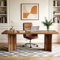 thumbnail image 3 of 63 Inch Farmhouse Executive Desk Vintage Computer Desk Large Wood Writing Desk Conference Table Workstation For Home Office Study (Walnut Brown), 3 of 8