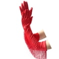 thumbnail image 2 of D-GROEE 1 Pair Vintage Long Latin Dance Accessory Gloves Tassel Full FingerGloves Elbow Gloves for Costume Party Wedding, 2 of 8