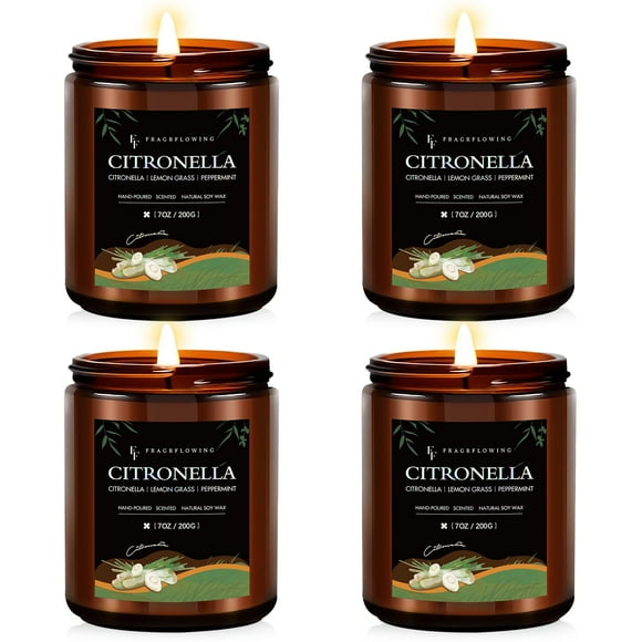 Set de velas de citronela FF FRAGRFLOWING, cera de soja perfumada, 800 ml