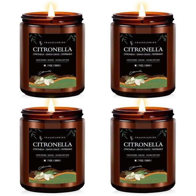 Set de velas de citronela FF FRAGRFLOWING, cera de soja perfumada, 800 ml