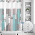 thumbnail image 2 of No Hook Shower Curtain, Turquoise Gray Shower Curtains for Bathroom with See Through Top Window, Country Retro Mottled Texture Wood Grain Waterproof & Washable Bath Curtain Extra Long 72"x96", 2 of 9
