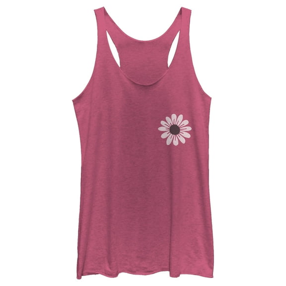 Women's Lost Gods Pocket Daisy  Racerback Tank Top Pink Heather Medium