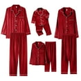 thumbnail image 5 of Fengactive Men's Christmas Striped Silk Satin Pajamas Set Long Sleeve Button Down Holiday Sleepwear, 5 of 6