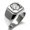 Silver, variant on Stainless Steel Letter Q Initial Floral Monogram Engraved Engraved Square Flat Top Biker Style Polished Signet Ring