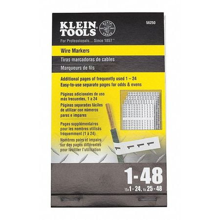KLEIN TOOLS 56250 Wire Markers,Numbers 1-48