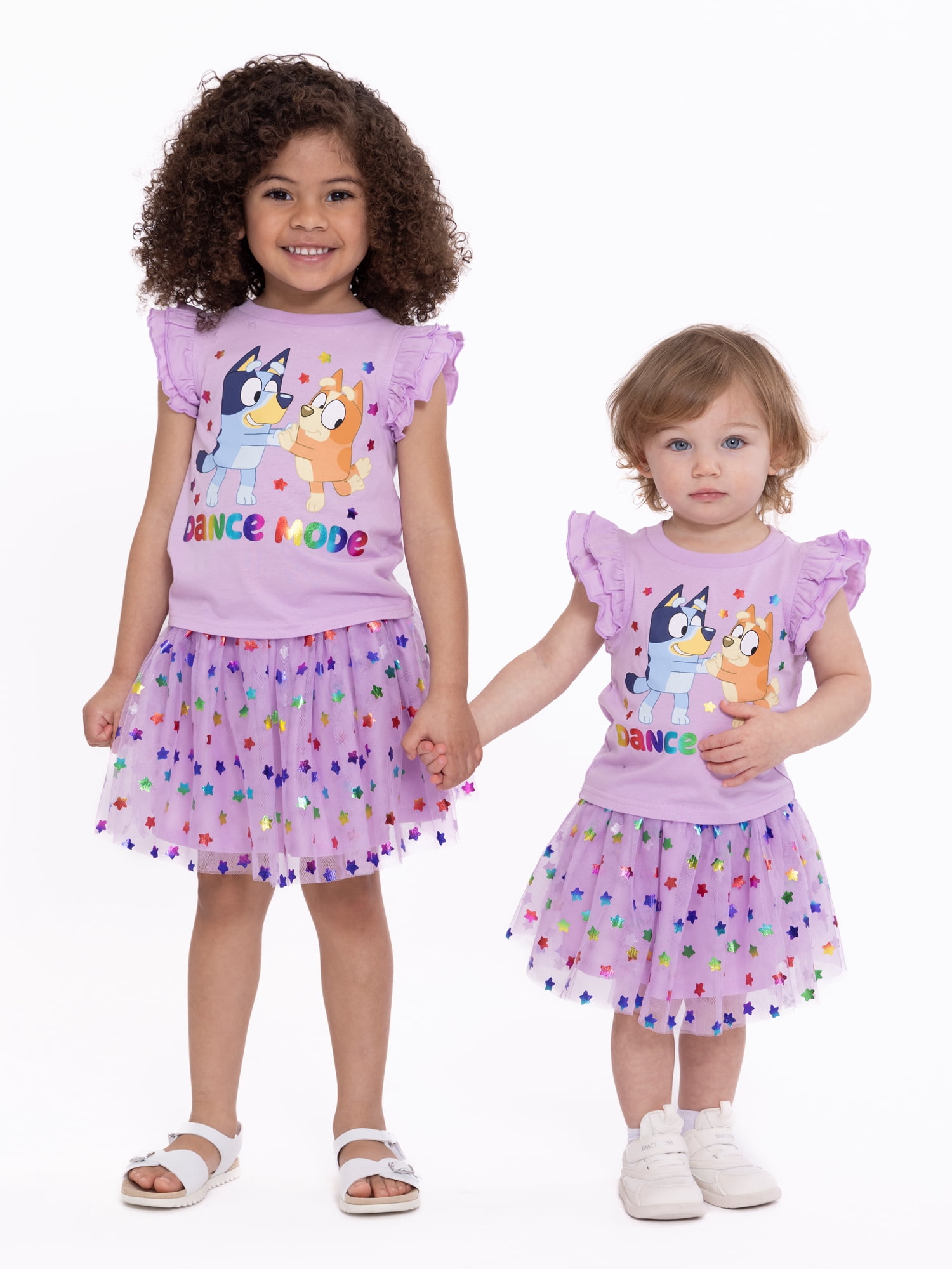 Bluey & Bingo Toddler Girl 2 Piece Ruffle Top & Tutu Skirt Set, Sizes 12M-5T
