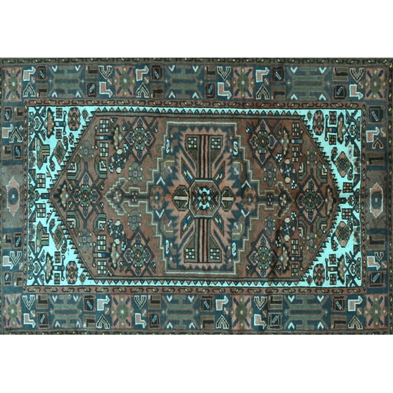 Ahgly Company Indoor Rectangle Persian Light Blue Traditional Area Rugs, 3' x 5'