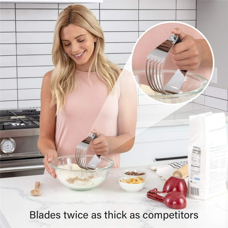ALLTOP Pastry Blender Cutter,Stainless Steel Dough Masher for Butter,  Biscuit,Baking, Kneading,Dough, Flakier and Fluffier Pie Crusts, Almond -  Hand