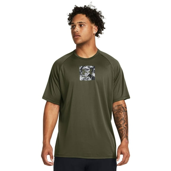 Men's Under Armour UA Techâ„¢ Negative Camo Logo Short Sleeve Tee Color: Marine Od Green Size: S