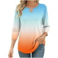 thumbnail image 2 of LADIGASU Women's Solid Color Round Neck Hollow Out Three Quarter Sleeve 3/4 Sleeve T-shirt Top, 2 of 6