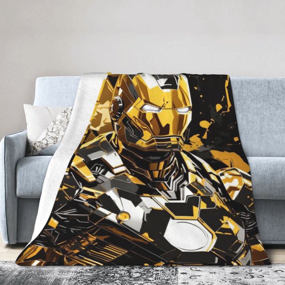 Iron Man Blankets for Adult Child Ultra Soft Iron Man Anime Flannel Sofa Blanket Warm Durable Game Blankets for School Office Picnic Travel Camping 30"X40"