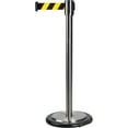 thumbnail image 1 of Free-Standing Crowd Control Barrier, Steel, 35" H, Black/Yellow Tape, 7' Tape Length, 1 of 1