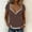 Brown, variant on Women's Summer V-Neck Lace Edge Slim T-Shirt, Solid Minimalist Lightweight Breathable Short Sleeve Top Gray XL