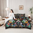 thumbnail image 2 of Erosebridal Vintage Blossoms Bedding Comforter Set for Girls, Paisley Mandala Queen Bedding Sets, Black Reversible, 7pcs, 2 of 5