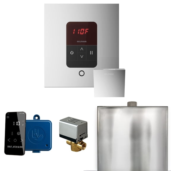 Mr Steam Basic Butler Steam Shower w/Square iTempo Control and Linear Steamhead in Polished Chrome