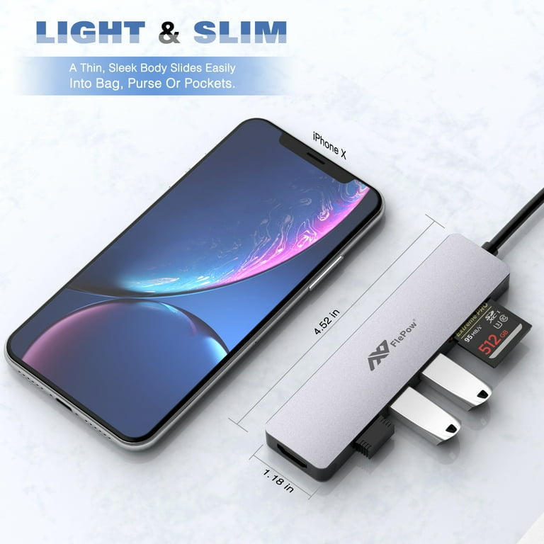 USB C Hub, USB Hub to HDMI Multiport AorZ USB C Dongle Adapter 7 in 1 with  4K HDMI Output,3 USB 3.0 Ports,SD/Micro SD Card Reader,100W PD,Compatible
