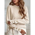 thumbnail image 6 of Female Fall Sweaters Lace Peplum Mock Neck Cozy Sweater Pullover Color S, 6 of 8