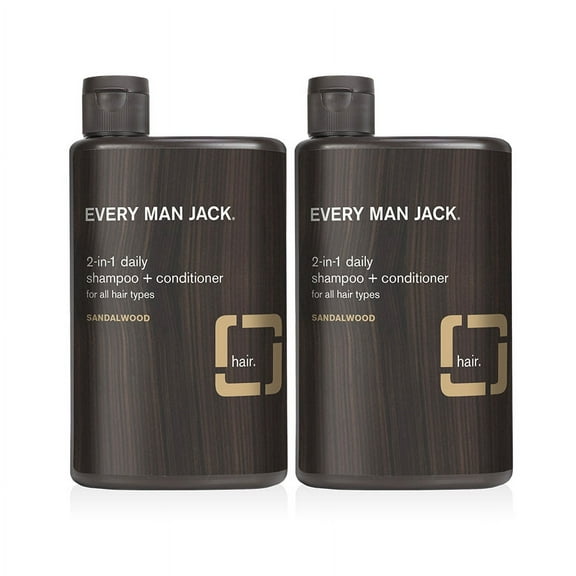 Every Man Jack 2-in-1 Daily Shampoo   Conditioner - Sandalwood | 13.5-ounce twin pack | Naturally Derived, Parabens-free, Pthalate-free, Dye-free, and Certified Cruelty Free