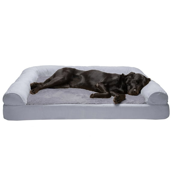 FurHaven Plush & Suede Full Support Orthopedic Sofa Pet Bed for Dogs & Cats - Gray, Jumbo Plus