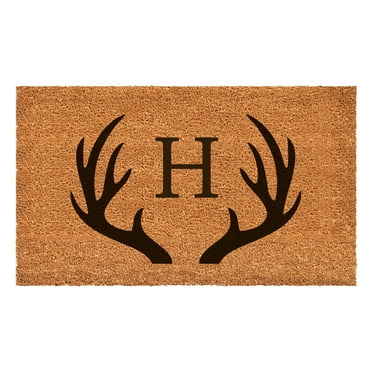 Antler Monogram Doormat, 24" x 48" (Letter H)