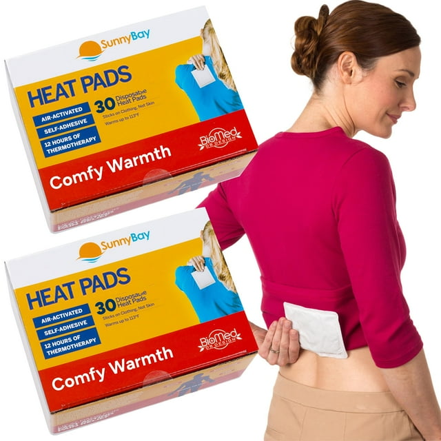 SunnyBay Adhesive Heat Patches for Neck, Knee, and Upper or Lower Back, Air-Activated Heat Pads for Menstrual Cramps, Stiffness, Sprains, and More, Stick to Clothing, 5x