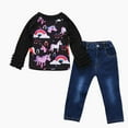 thumbnail image 1 of Qiylii Baby Girl's Long Sleeve O-Neck Ruffle Unicorn Tops + Denim Pants, 1 of 6