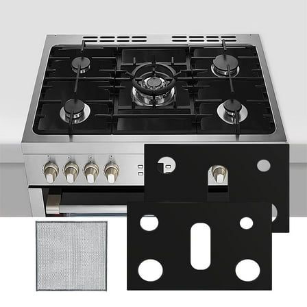 YuanShuo Gas Stove Burner Covers, Black, 2 Count, Cleaning Cloth Included