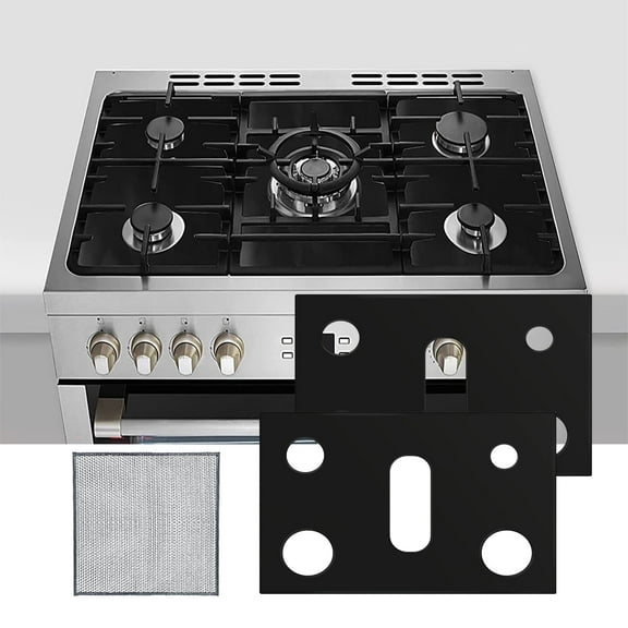 YuanShuo Gas Stove Burner Covers, Black, 2 Count, Cleaning Cloth Included