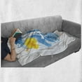 thumbnail image 6 of Aloha Soft Flannel Fleece Throw Blanket, Hand-drawn Lettering and Hibiscus on Blue Watercolor Hawaiian Greeting, Cozy Plush for Indoor and Outdoor Use, 50" x 70", Blue Yellow and White, by Ambesonne, 6 of 6