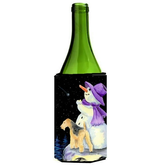 Snowman With Lakeland Terrier Wine Bottle   Hugger - 24 oz.