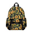thumbnail image 3 of Sunflower and Bud Black Pattern Cute School Backpack Bag for School with Padded Back and Adjustable Shoulder Straps 15.25"x11.5"x5.25", 3 of 5