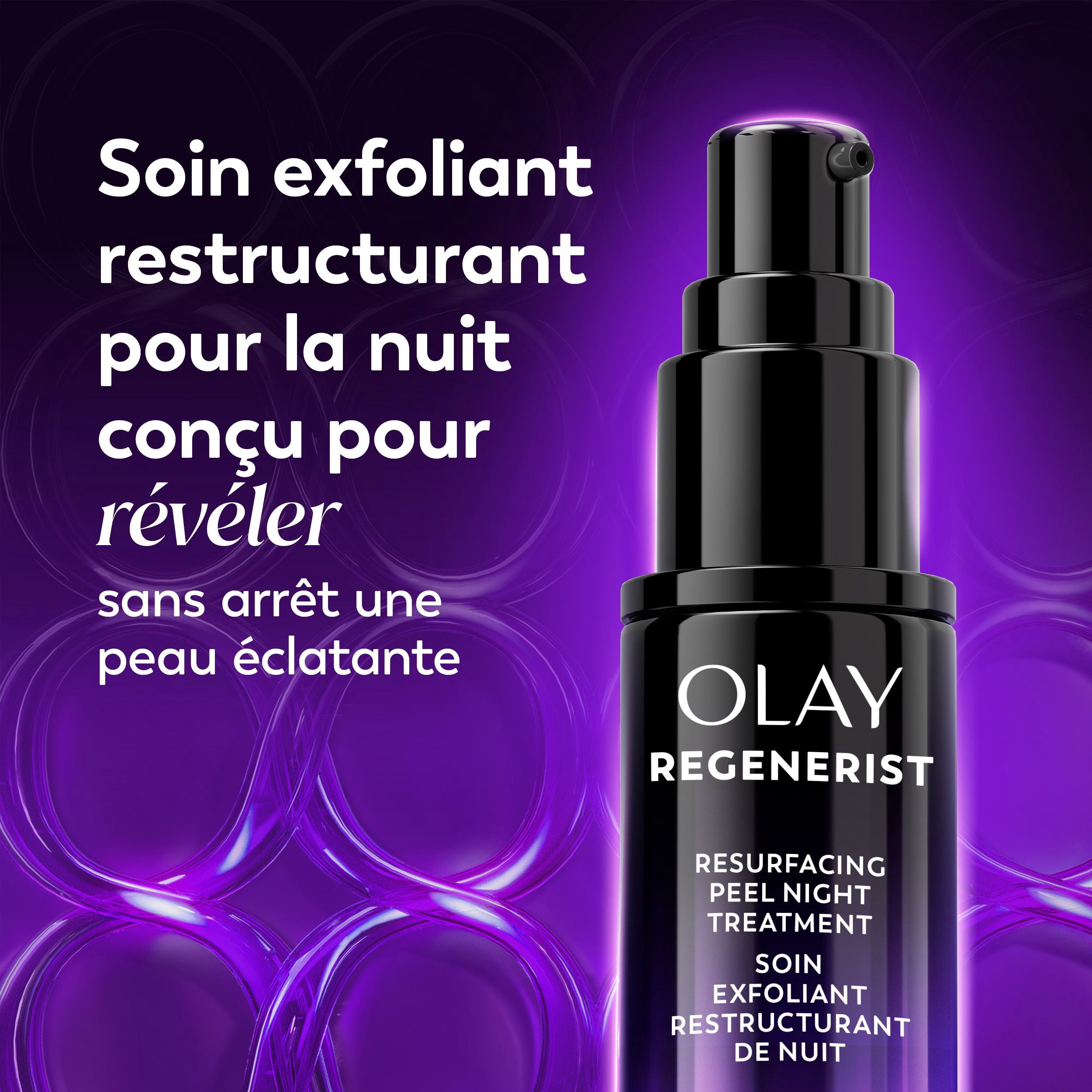 Olay Regenerist Glycolic Acid Night Peel, Exfoliating & Renewal Treatment , AHA, Resurfacing, Smooth Texture, Brighten Skin Tone, Reduce Fine Lines, Lightweight Night Serum for Radiant