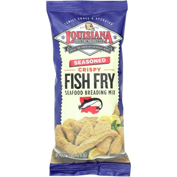 Louisiana Fish Fry Seasoned - 10 ounce -- 12 per case.