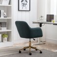 thumbnail image 6 of YesFashion Office Chair with Wheels, Chromium Plated Base, Gold Metal Legs 360° Swivel Vanity Chair, Adjustable Height Wool Chairs for Office, Living Room, Bedroom, 6 of 9