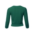 thumbnail image 3 of A2Y Women's Solid Cropped 3/4 Sleeve Button Down Crew Neck Knit Cardigan Sweater Kelly Green XL, 3 of 5