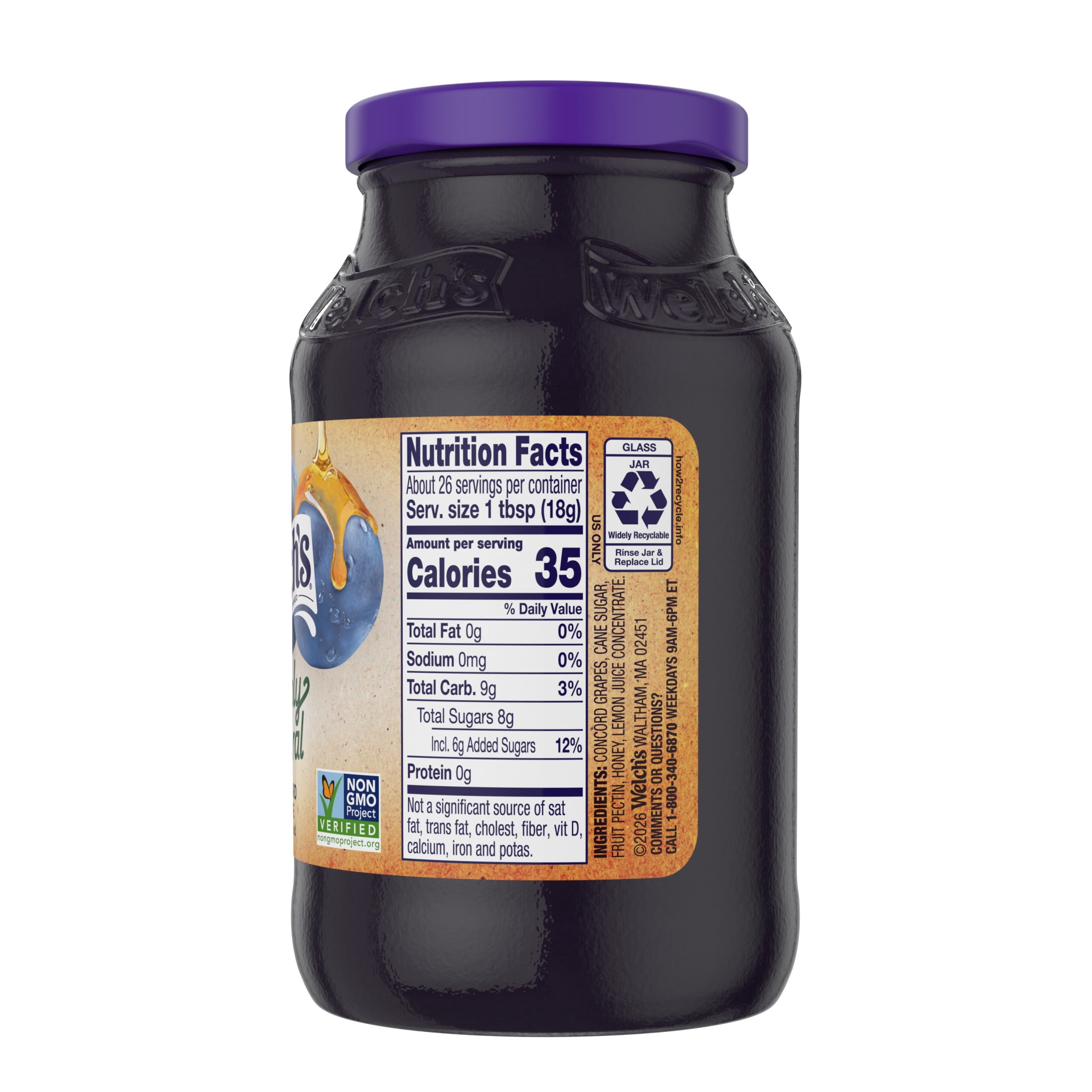 Welch's Simply Natural Concord Grape Spread, 17 oz Jar
