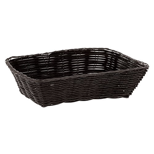 HUBERT® Bread Basket Rectangular Black Woven Plastic - 9 3/4"L x 6 3/4"W x 2 3/4"H