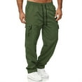 thumbnail image 6 of Men's Multi-Pocket Drawstring Work Pants, Fashion Casual Elastic Waist Cargo Trousers for Outdoor and Hiking,Army Green,S, 6 of 7