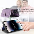 thumbnail image 6 of SaniMore for iPhone 14 Pro Max (6.7 inch 2022) Case,Wear-resistant PU Leather Skin + Zipper Purse Card Slots Removeable Crossbody Lanyard Stand Shell Shockproof Anti-scratch Drop-resistant, Purple, 6 of 10