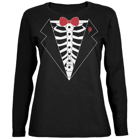 Old Glory Womens Tuxedo Skeleton Costume Long Sleeve Graphic T Shirt