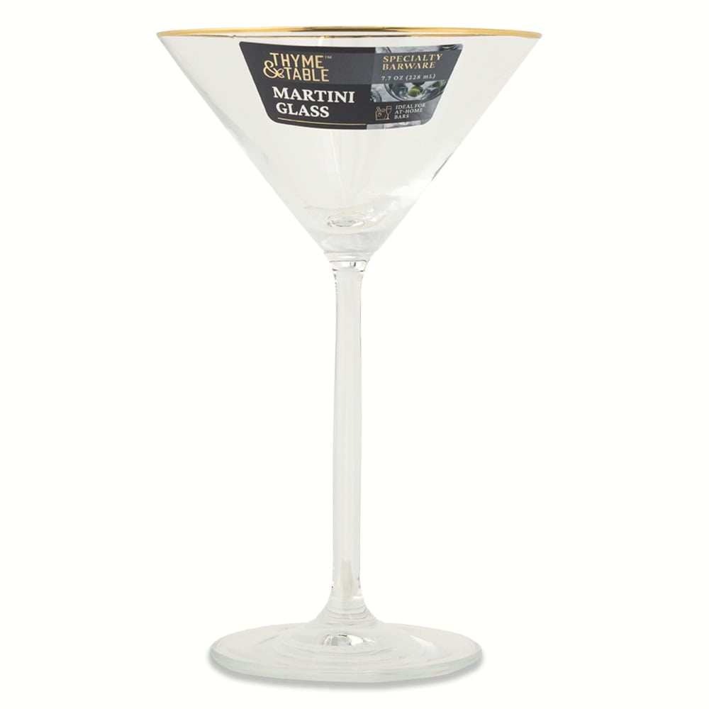 (2 pack) Thyme & Table 7 fl oz Martini Glass with Gold Rim
