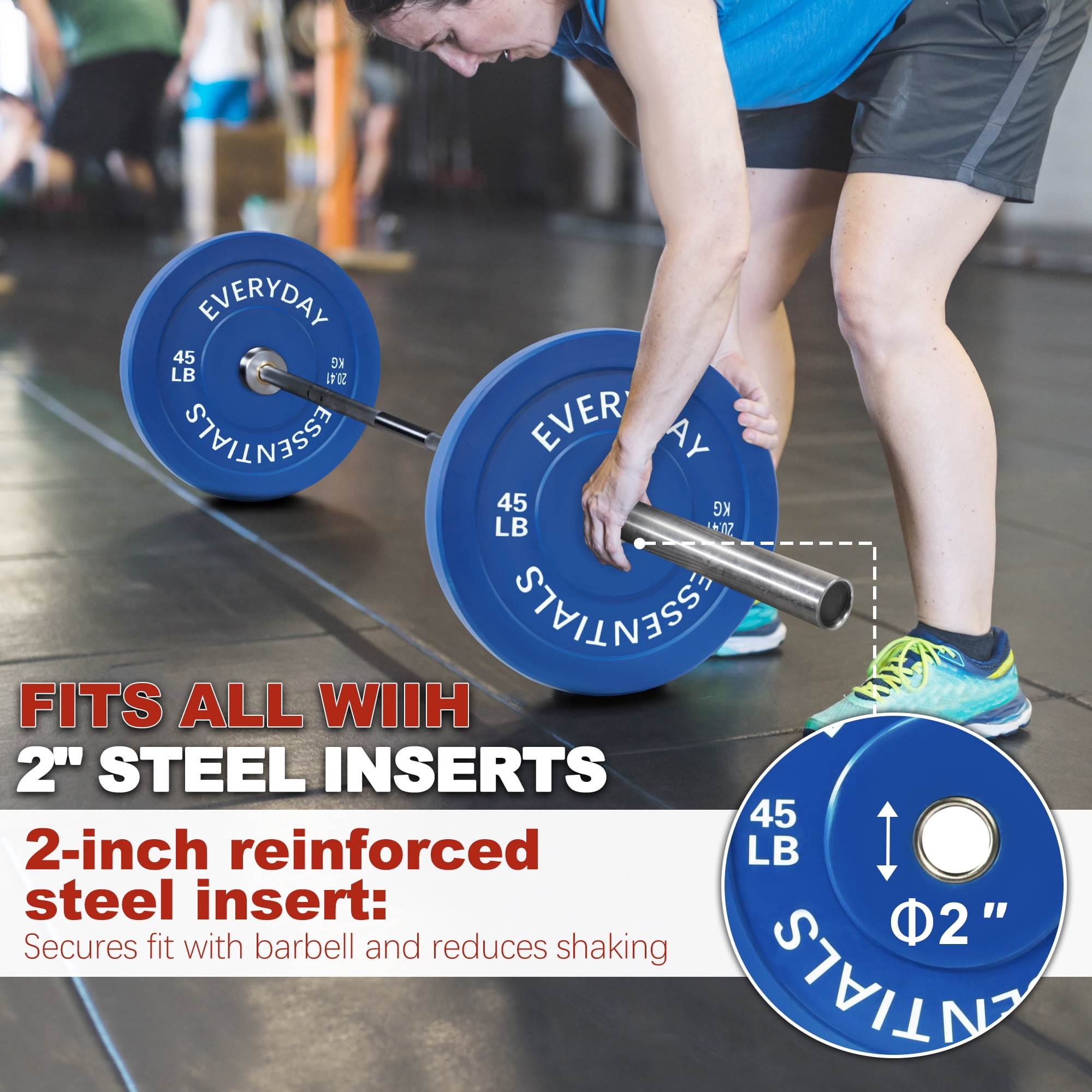 FlexWave Bumper Weight Plates, 45 lb Pair, Colored, 2-Inch Hole